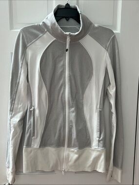 lululemon athletica Light Gray & White Utility Zip Jacket